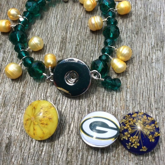 Real pearls Hand made Snap bracelet with 3 snaps - Picture 3 of 8